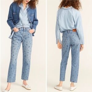 J.Crew slouchy boyfriend jeans Women's Blue Patterned Jeans Sz 30